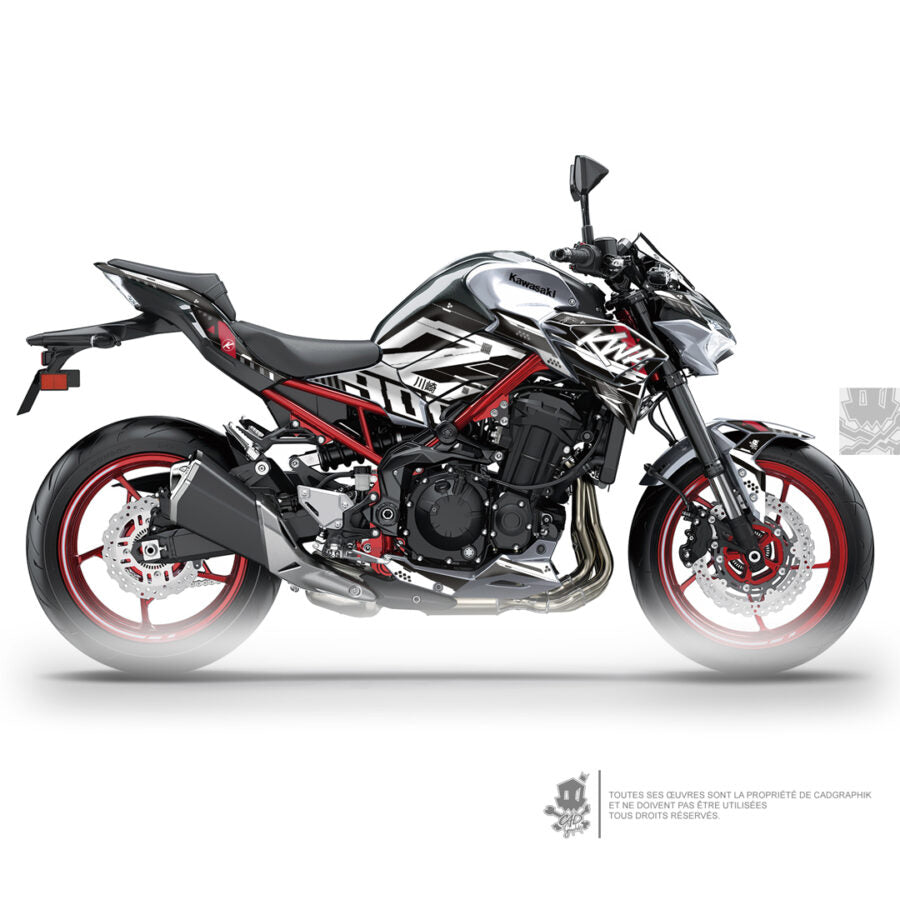 KAWASAKI KIT DÉCO MÉTALLISÉ - Z900 RED TECK 01 - ONLY X