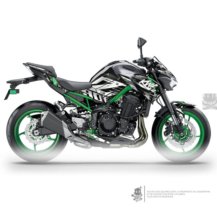 KAWASAKI KIT DÉCO MÉTALLISÉ - Z900 GREEN TECK 01 - ONLY X