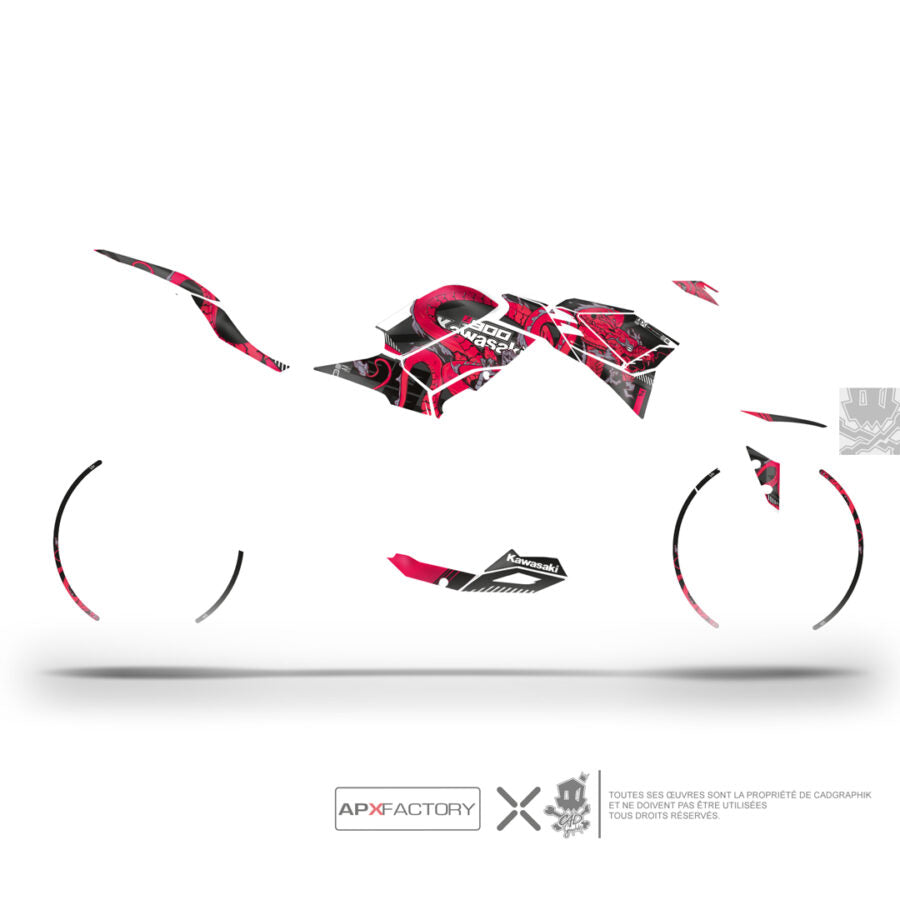 KAWASAKI KIT DÉCO MÉTALLISÉ - Z900 RED DRAGON - ONLY X